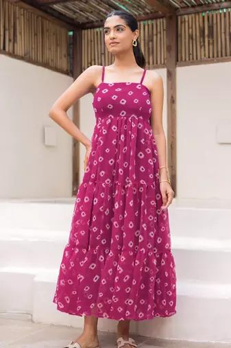 Magenta color beautiful faux georgett fabric ethnic festive wear girlie gown