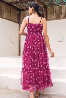 Magenta color beautiful faux georgett festive wear gown 2