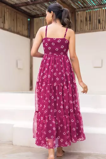 Magenta color beautiful faux georgett festive wear gown