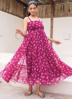 Magenta color beautiful faux georgett festive wear gown 3