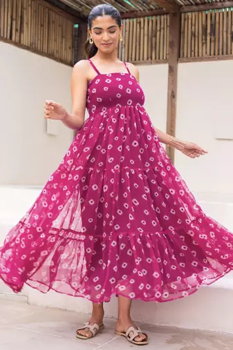Magenta color beautiful faux georgett festive wear gown