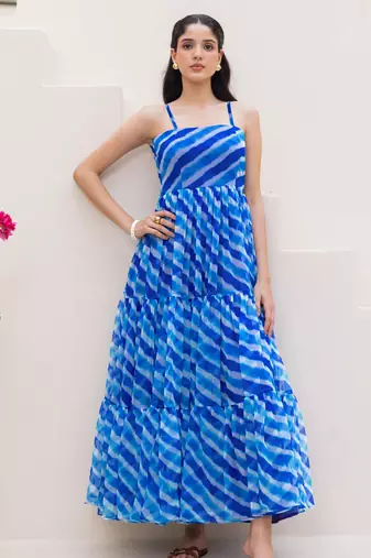 Blue color beautiful faux georgett fabric ethnic festive wear girlie gown