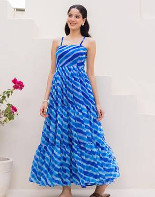 Blue color beautiful faux georgett festive wear gown 2