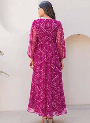 Magenta color beautiful faux georgett festive wear gown 2
