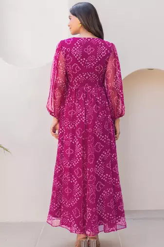 Magenta color beautiful faux georgett festive wear gown