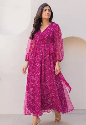 Magenta color beautiful faux georgett festive wear gown 3