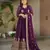 Purple color faux georgette fabric graceful ceremonial wear girlie trendy gown with dupatta