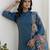 Teal blue color shimmer silk  fabric designer embroidery work formally ethnic readymade kurta set