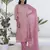 Pink color chanderi silk fabric embroidery work formally ethnic readymade kurta set