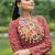 Maroon navratri special cotton kutchi gamthi & kodi lace work gown