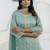 Sea green color chanderi silk  fabric designer embroidery work formally ethnic readymade kurta set