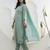 Sea green color chanderi silk  fabric designer embroidery work formally ethnic readymade kurta set