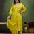 Lemon color viscose rayon fabric designer embroidery work formally ethnic readymade kurta set