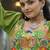 Parrot navratri special rayon kutchi gamthi work gown