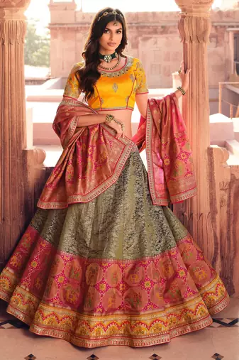 multicolor traditional kanjeevaram chaniya choli