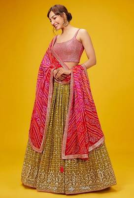 Pink Georgette Ethnic Lehenga choli 1