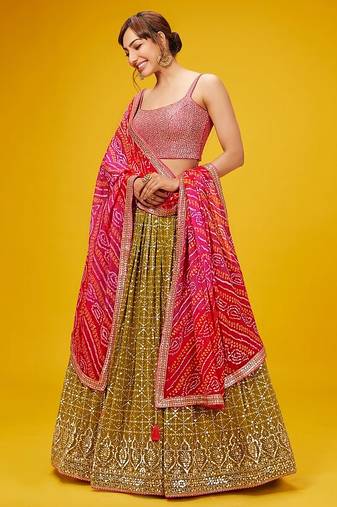 Pink Georgette Ethnic Lehenga choli