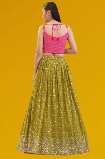 Pink Georgette Ethnic Lehenga choli