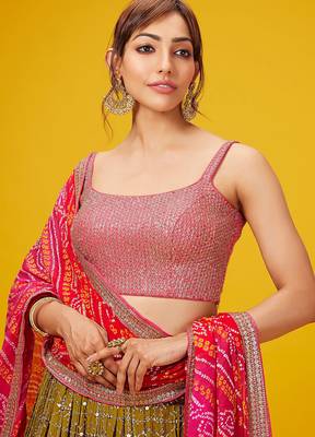 Pink Georgette Ethnic Lehenga choli 3