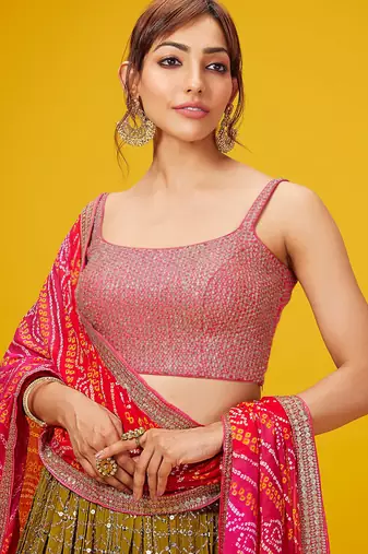 Pink Georgette Ethnic Lehenga choli