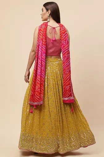 Pink Georgette Ethnic Lehenga choli