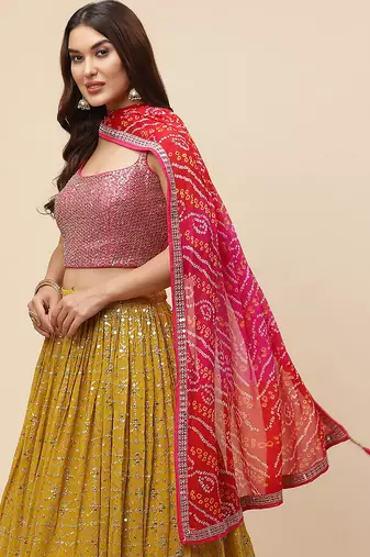 Pink Georgette Ethnic Lehenga choli