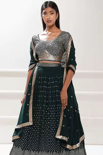 Green Georgette Ethnic Lehenga choli