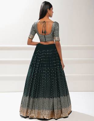 Green Georgette Ethnic Lehenga choli 2