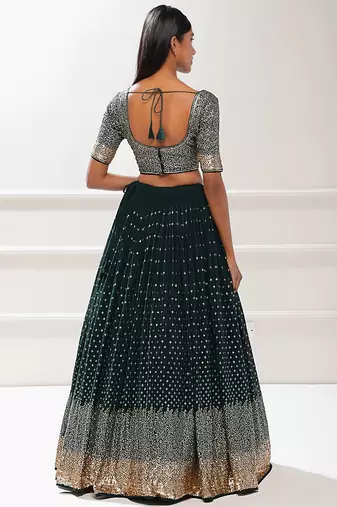 Green Georgette Ethnic Lehenga choli