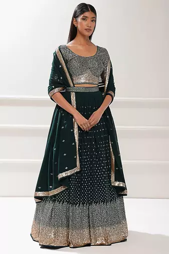 Green Georgette Ethnic Lehenga choli