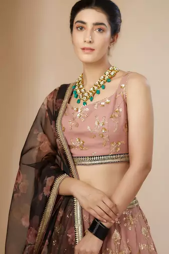 Pink Georgette Ethnic Lehenga choli