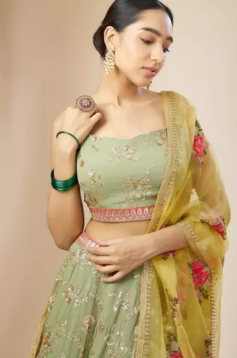 Pista Georgette Ethnic Lehenga choli