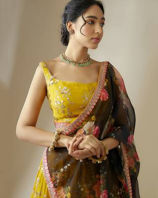Yellow Georgette Ethnic Lehenga choli 3