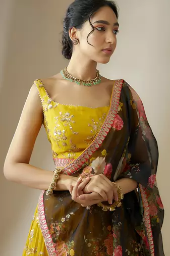 Yellow Georgette Ethnic Lehenga choli