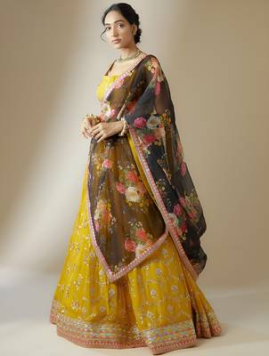 Yellow Georgette Ethnic Lehenga choli 4