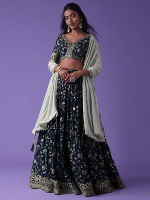 Blue Georgette Ethnic Lehenga choli 1