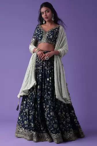 Blue Georgette Ethnic Lehenga choli