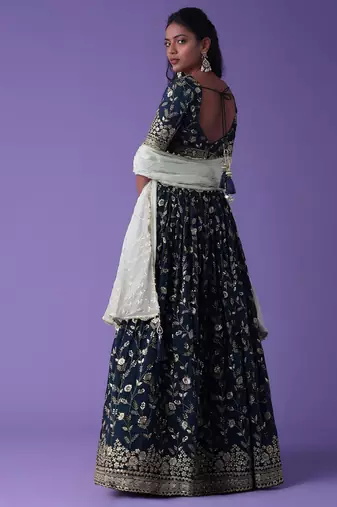 Blue Georgette Ethnic Lehenga choli