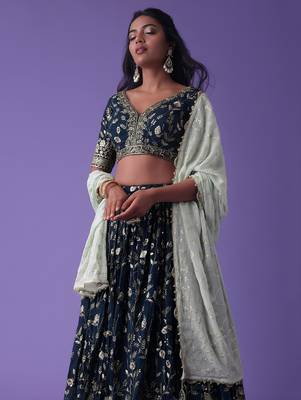 Blue Georgette Ethnic Lehenga choli 3
