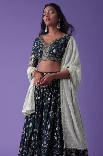 Blue Georgette Ethnic Lehenga choli