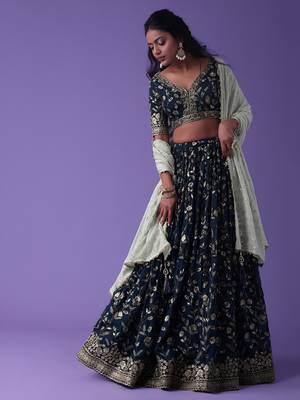 Blue Georgette Ethnic Lehenga choli 4