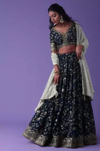 Blue Georgette Ethnic Lehenga choli