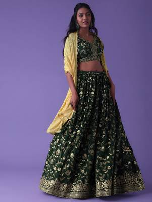 Green Georgette Ethnic Lehenga choli 1