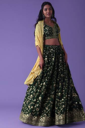 Green Georgette Ethnic Lehenga choli