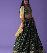 Green Georgette Ethnic Lehenga choli