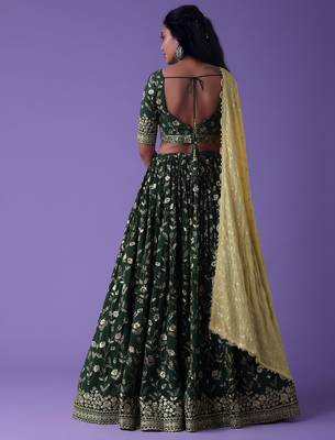 Green Georgette Ethnic Lehenga choli 2
