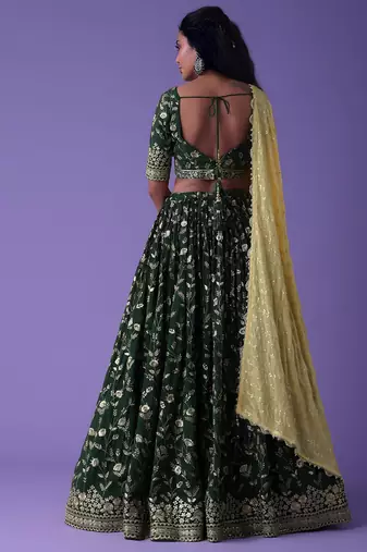 Green Georgette Ethnic Lehenga choli