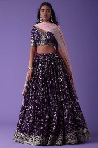 Purple Georgette Ethnic Lehenga choli