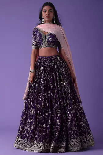 Purple Georgette Ethnic Lehenga choli