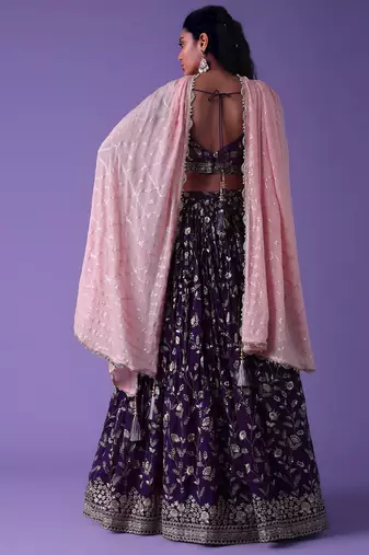 Purple Georgette Ethnic Lehenga choli